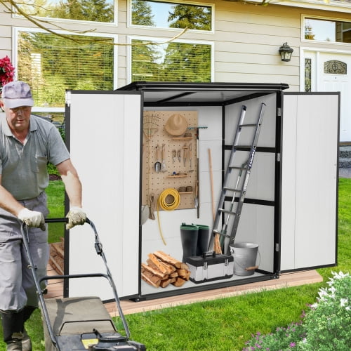 Remise de Rangement Extérieure 5x3 Pi Armoire en Résine Imperméable avec Portes Verrouillables, Matériaux de Haute Qualité
