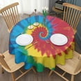 thumbnail image 3 of Colorful Rainbow Tie Dye Spiral Pattern Round Tablecloth 60"x60",Wrinkle Wipeable Table Cloth for Kitchen Dining Room Picnic Patio Party, 3 of 6