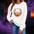 thumbnail image 4 of Trikvn Women's Vintage Fall Sweatshirts Halloween Ghost Pumpkin Print Pullover Tops Long Sleeve Crewneck Casual Activewear Loose Fit Holiday Graphic Shirts, 4 of 6