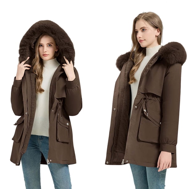 Parkas de manga larga para mujer, chaqueta holgada coreana de longitud media, abrigo para mujer