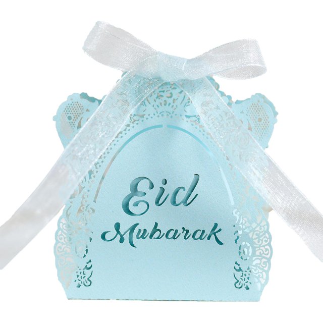 50 Uds. Caja de dulces Eid Mubarak Cajas de Regalo de Chocolate de encaje rosa para fiesta de boda
