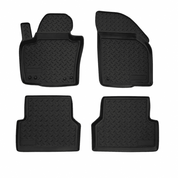 3D Custom Fit Floor Mats for 2009-2017 Volkswagen Tiguan (All Trims), All-Weather Floor Liners, Full Set for 1st & 2nd Row, Black, Rubber