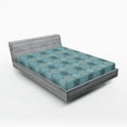 thumbnail image 2 of Ambesonne Floral Fitted Sheet, Swirly Floral Lace Design, King Size, Cadet Blue White Ecru, 2 of 5