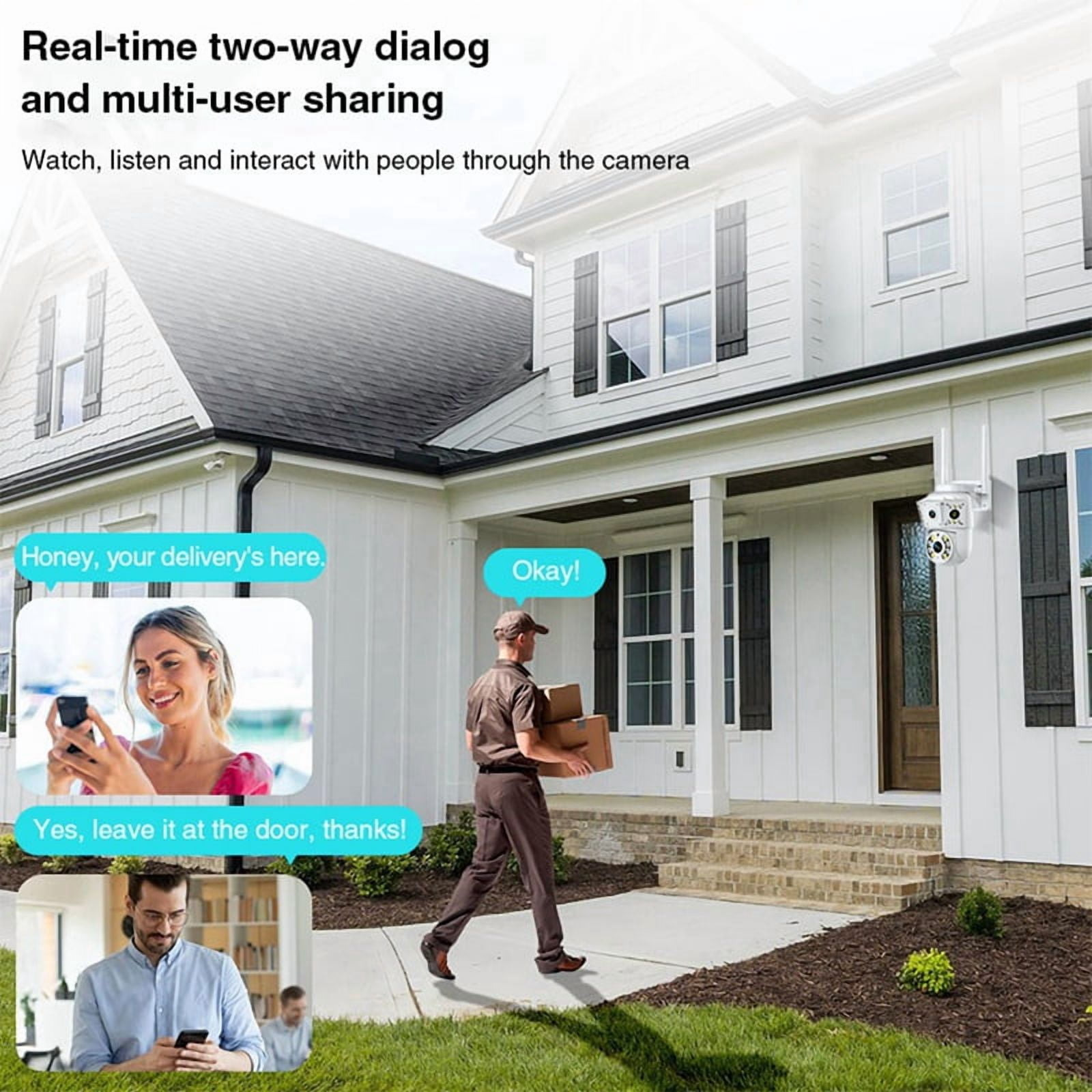 1080P Wireless WIfi Camera Outdoor Multi Lens Surveillance Camera, Two Way Intercom Night Vision Baby Monitor