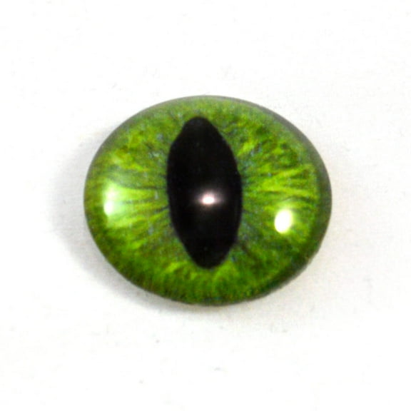 Dark Lime Green Cat Glass Eyes