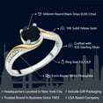 thumbnail image 2 of Gem Stone King 0.85 Cttw Round Black Onyx and White Moissanite Engagement Ring for Women | 925 Sterling Silver and 10K Yellow Gold | Gemstone Birthstone | Wedding Engagement Anniversary Ring | Size 7, 2 of 4