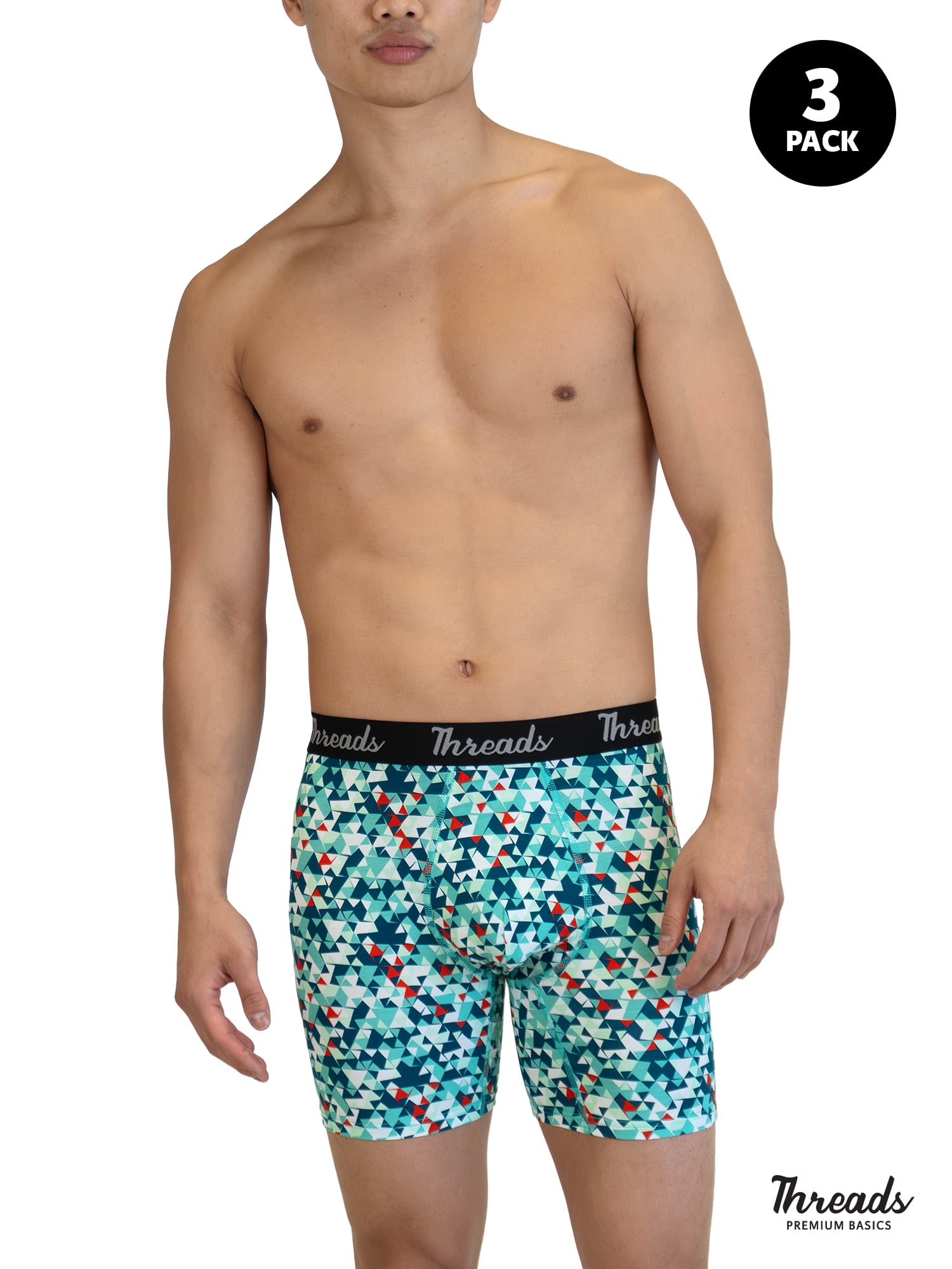 Threads Men's Underwear, 6" Ultra-Soft Premium Boxer Briefs, Moisture Wicking, Anti-Odor, 3-Pack