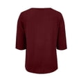 thumbnail image 7 of ManxiVoo Womens Brushed Striped V Neck Tee Shirt Artistic Retro Inspired Three Quarter Sleeve Top XXL Size Wine, 7 of 7