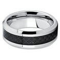 thumbnail image 3 of Silly Kings 8mm Polished Silver Tungsten Carbide Wedding Band Carbon Fiber Inlay Beveled Edge Comfort Fit, 3 of 3