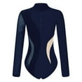 thumbnail image 4 of YONGHS Womens Shiny Rhinestone Long Sleeve Ballet Dance Leotards Gymnastics Bodysuit Top Navy Blue XXL, 4 of 7