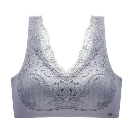 

Valcatch Women Lace Racerback Bralette Padded Deep V Neck Crop Top Wireless Bra