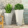thumbnail image 2 of GDF Studio Fardeen Outdoor Modern Large and Small Cast Stone Planter Set, White, 2 of 9