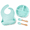 Green, variant on 4PCS/Set Pack Silicone Baby Feeding Set Baby Led Weaning Supplies Includes Suction Divided Plates Soft Bowl Spoons Forks Adjustable Bib Snack Cup and Straws for Baby