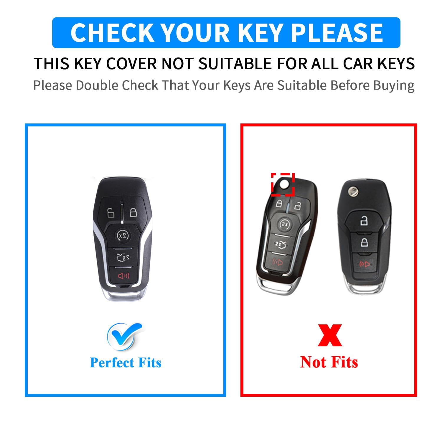 For Ford Key Fob Cover with Keychain, Shell Compatible with Ford Explorer, F150, Lincoln MKC, MKX, MKZ, Fusion, Mustang, Edge Remote Vehicle Accessories
