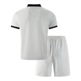 thumbnail image 4 of 2 Piece Casual Set for Men Knit Quarter Button Shirt with Shorts Half Zip Collared Top Drawstring Shorts Summer Matching Tracksuit 3XL, 4 of 5