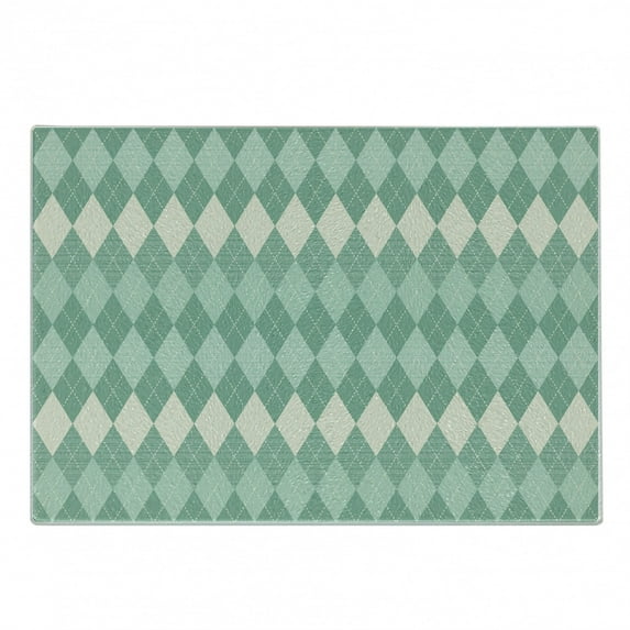 Aqua Cutting Board, Rectangular Triangle Shapes Abstract Design Sketchy Lines, Decorative Tempered Glass Cutting and Serving Board, Small Size, Turquoise Pale Blue, by Ambesonne