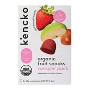 Kencko Organic Fruit Snacks Variety Pack, Berrylicious and Appletastic, 3.5oz, 5 Pack
