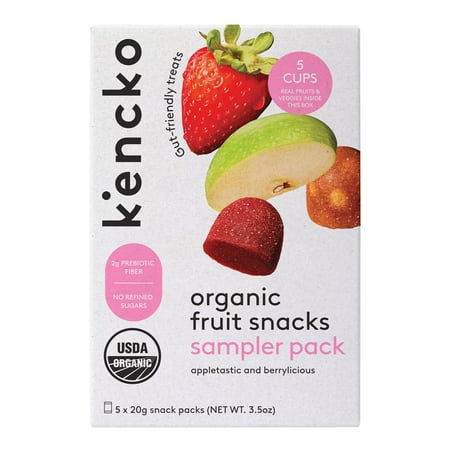 Kencko Organic Fruit Snacks Variety Pack, Berrylicious and Appletastic, 3.5oz, 5 Pack