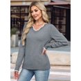 thumbnail image 6 of Women'S Sweaters Casual V-Neck Long Sleeve Sweaters Loose Solid Fall Tops Pullover Sweater Gray XXL, 6 of 7