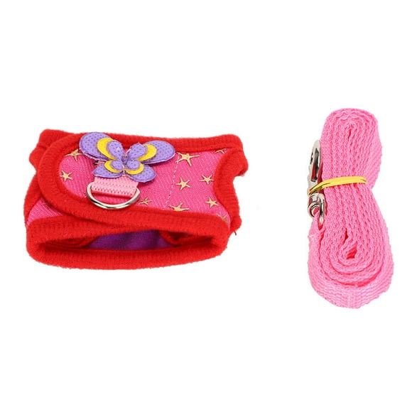 Jadeshay Laisse pour Animaux de Compagnie Petit Animal de Compagnie Laisse Harnais Ensemble Sangle de Poitrine Gilet de Traction pour Lapin Hamster Cochon d'Inde(M -Rouge)