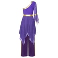thumbnail image 2 of Doomiva Womens Worship Dance Praise Dress with Wide-Leg Pants Liturgical Dance 2PCS Outfit Purple M, 2 of 4