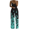 thumbnail image 2 of Pantalons pour Femmes Combinaison Longue Décontractée à Imprimé Floral Ample avec Perles Vert L, 2 of 5