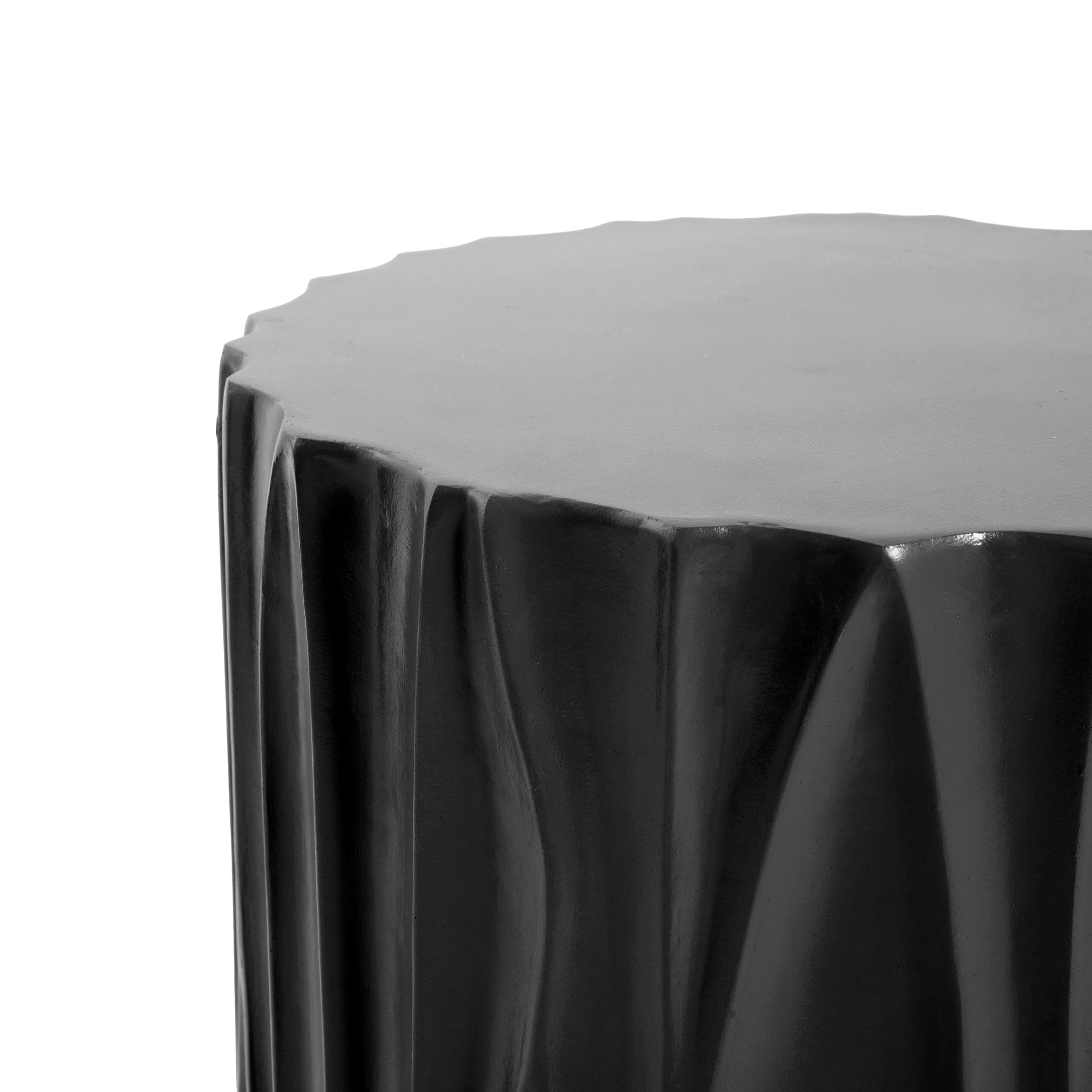 Christopher Knight Home 15.75" MGO Side Table, Wave Textured Accent End Table for Indoor & Outdoor, Black
