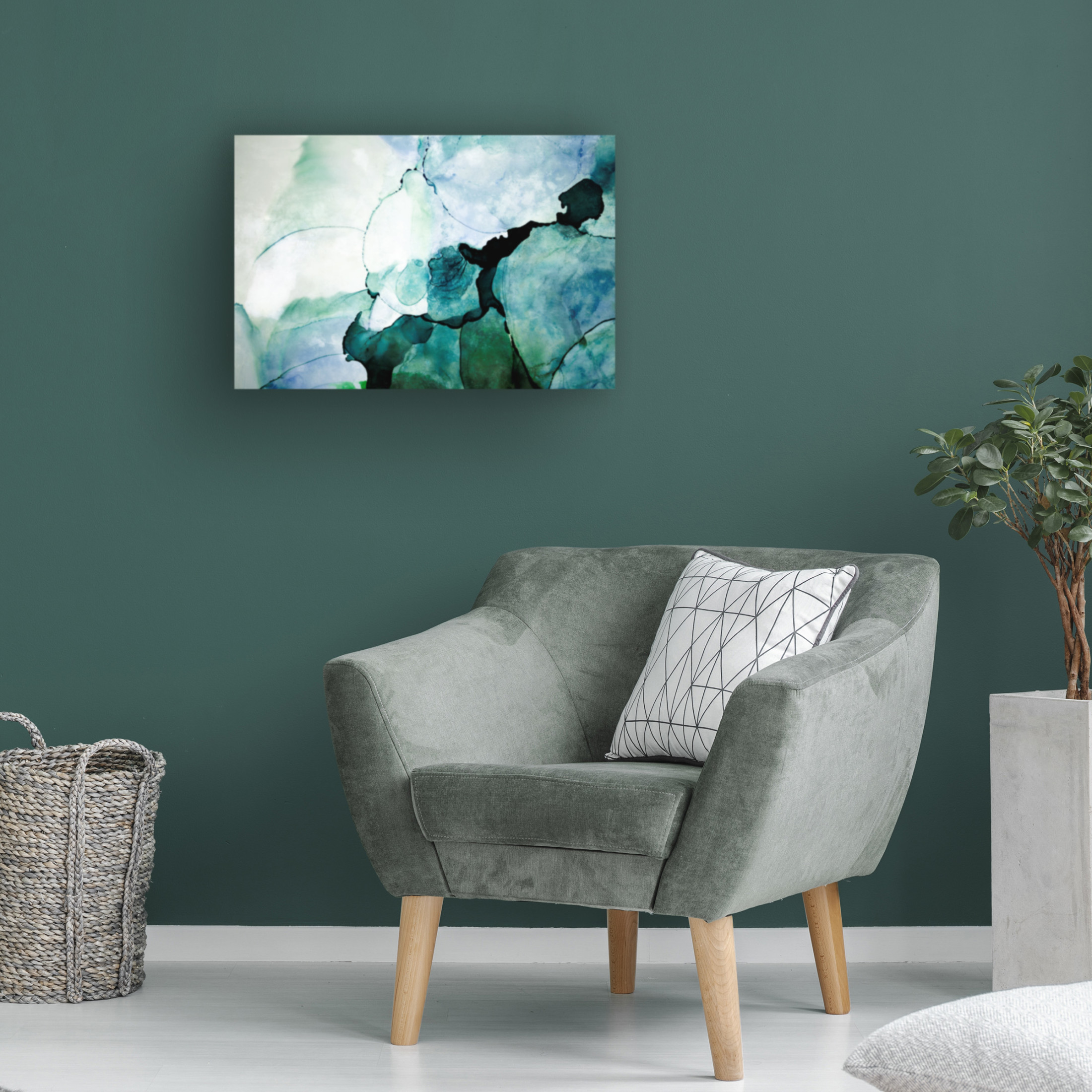 Canvas Wall Art - Tom Quartermaine 'Green Abstract Alcohol Ink' Wall Art for Living Room, Bedroom, or Office Décor by Trademark Fine Art - 32 x 22 Inches
