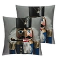 thumbnail image 2 of COMIO Throw Pillow Covers Wooden Soldier Blue Uniform Typical Christmas Decoration Antique Art Beard Black Blue Carved for Couch Living Room Set of 2 White, 2 of 6