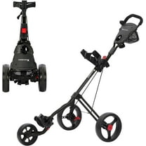 XDriveMax Lightweight 3-Wheel Golf Push Cart | Folding Pull Cart with Cup Holders, Scorecard Holders, and Storage - Perfect for Golf Clubs and Bags