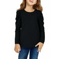 thumbnail image 2 of SEAOPEN Clearance Deals 2025 Girls Puff Long Sleeve Blouse Crewneck Tunic Tops Solid Color Tees Shirts Black,14-16, 2 of 7