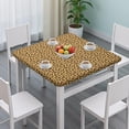 thumbnail image 3 of Yellow and Brown Of Cheetah Print Square Fitted Tablecloth with Elastic Edge,Square Table Cover,Washable Elastic Table Cover for Home Kitchen Party Decor 36"x36", 3 of 6