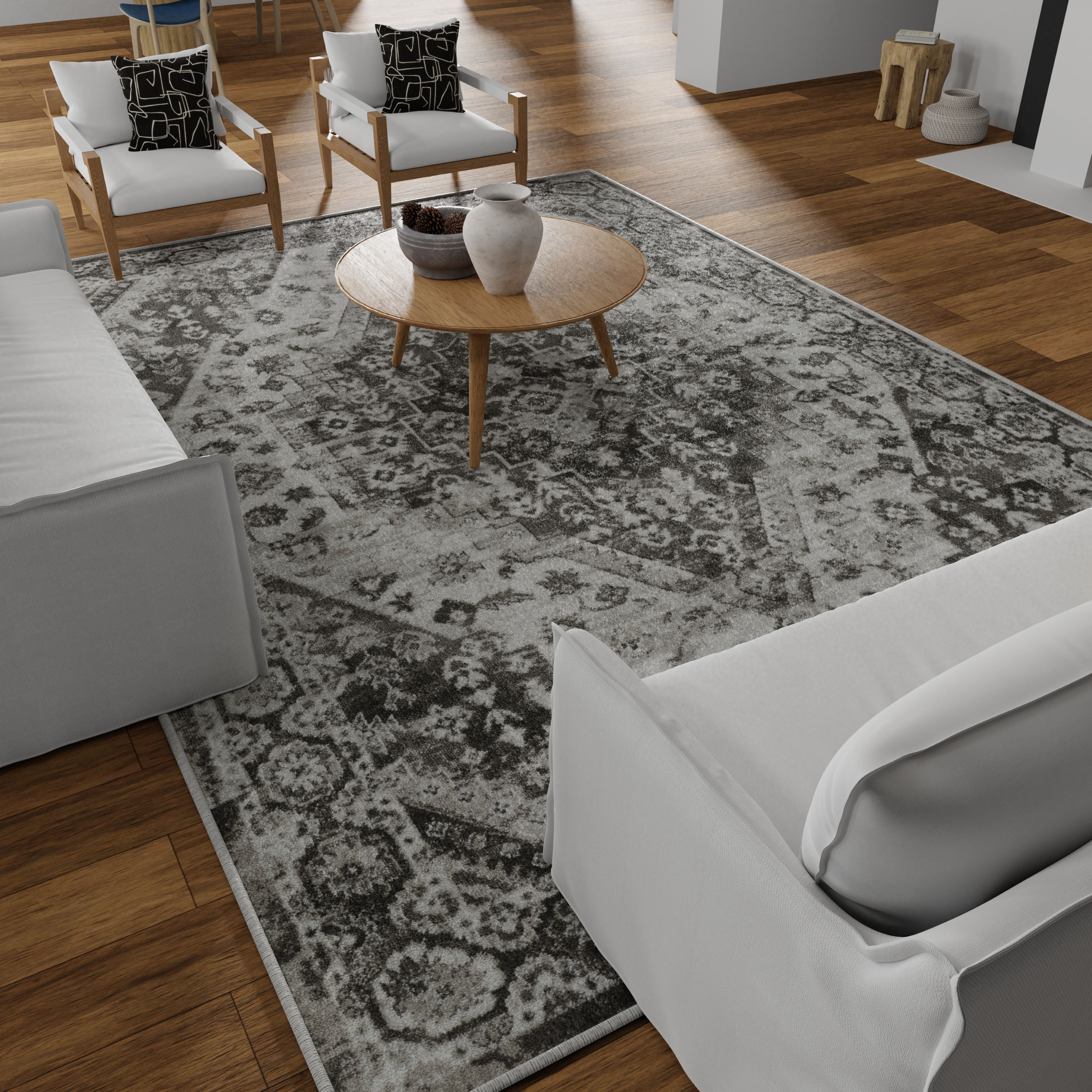 Loomaknoti Rhane Adleigh 4' x 6' Gray Oriental Indoor Area Rug