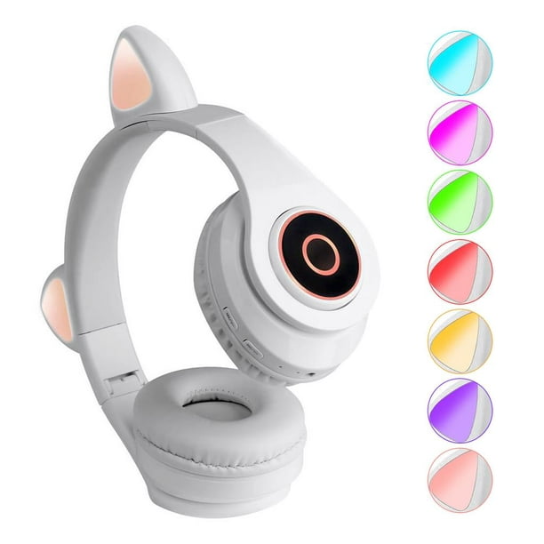 Casque d'Écoute Bluetooth Chat Oreille Casque de Jeu avec Lumière LED pour  Enfants 