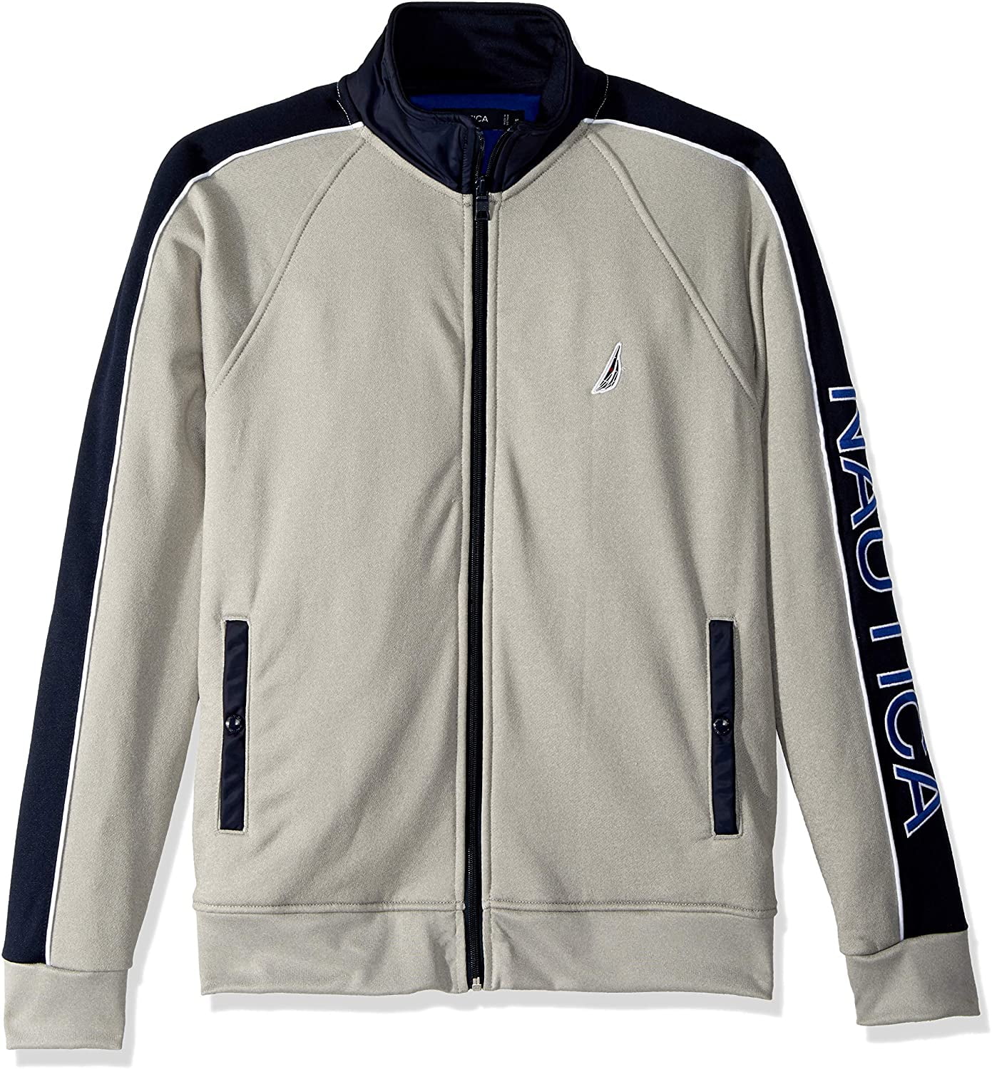 Nautica Men's Full Zip Track Jacket Sweatshirt, Medium Grey Heather
