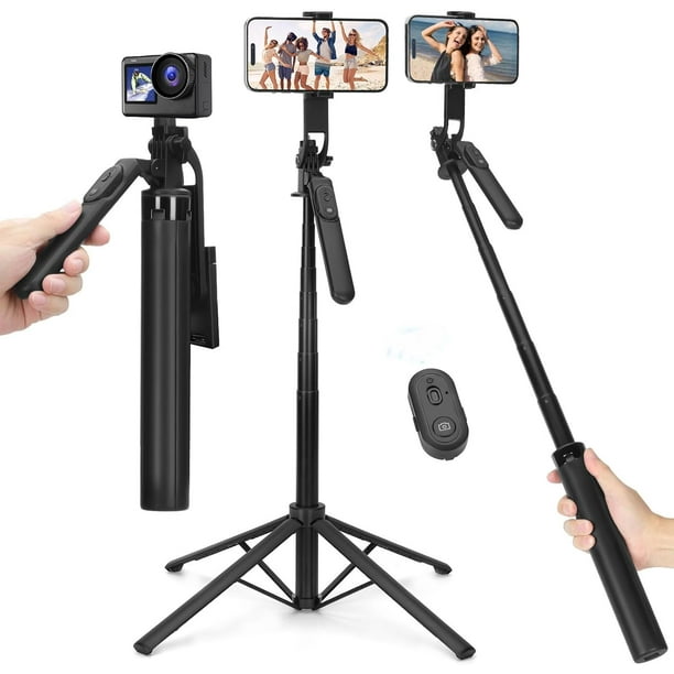 Selfie Stick Tripod de 70" con Luz y Remoto - Trípode de Metal Extensible y Portátil para , , , Grabación de Video y Vlogs - Soporte Completo para Teléfono y Cámara