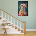 thumbnail image 3 of MUDKET Leopard Canvas Wall Art, Elegant Flower Crown Leopard Wall Pictures for Living Room, Framed Leopard Wall Paintings Prints, Modern Animal Wall Decor for Bedroom Office 40"L x 28"W, 3 of 9