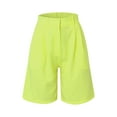thumbnail image 4 of TRUBKH shorts for women bermuda shorts for women womens shorts with pockets long shorts for women lounge shorts women Women Casual Multicolor Suit Shorts Zipper Pocket Cropped Shorts Yellow M, 4 of 4