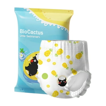 BioCactus Disposable swim diapers for children and infants, Swim pants for Little Swimmers Size 5-6 (24-55 lbs, Count- 14 PCs), Disposable diaper for Splashers