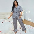 thumbnail image 6 of WTOBBY Women's Sleep Set Plus Size 3X-6X Breathable Top & Elastic Waist Pants Pajama Comfy Loungewear Home Wear Lounge Nightwear Outfit,Gray 2XL, 6 of 6