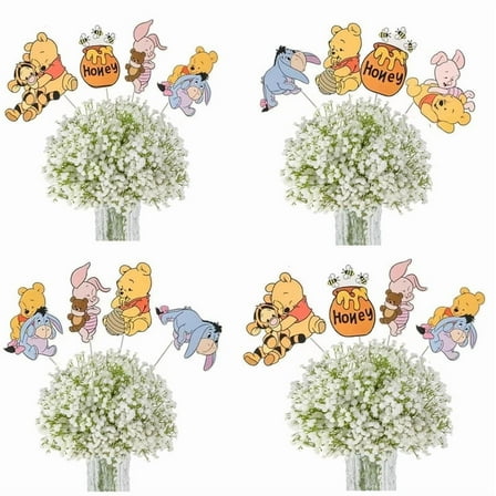 24 PCS Bear Party Decorations Centerpieces, Cute Table Toppers On Sticks Cutouts for Baby Shower Table Decorations Birthday Party Supplies