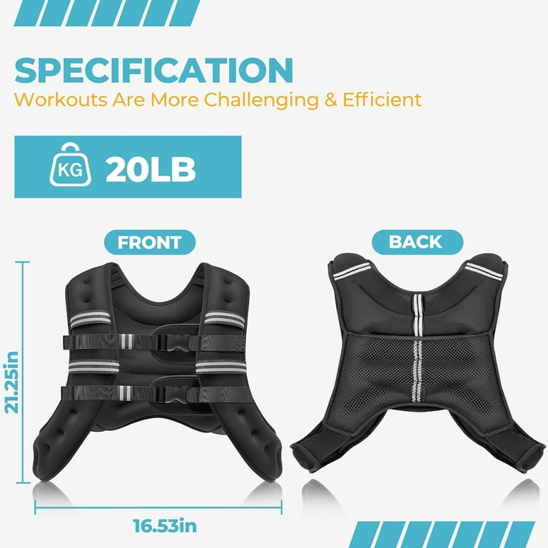 DEWIN Verzwarend vest - Gewichtsvest voor krachttraining, verstelbaar, hardlopen, fitnessstudio, training, hardlopen, jassen, training