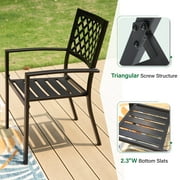 Sophia & William 7-Piece Outdoor Patio Dining Set Teak-grain Table and Chairs Metal Furniture Set