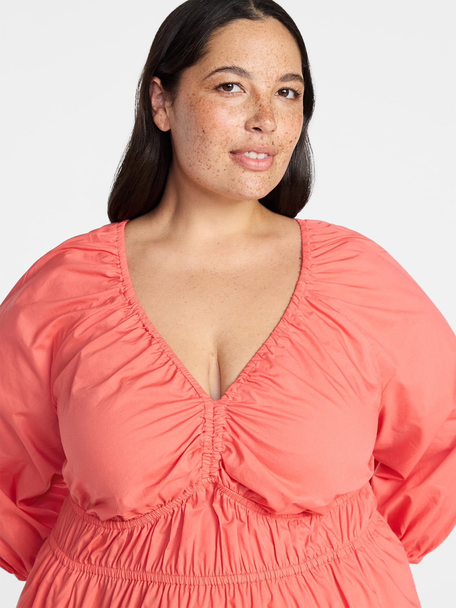 Terra & Sky Women's Plus Size Cinch Waist Midi Dress, Sizes 0X-5X
