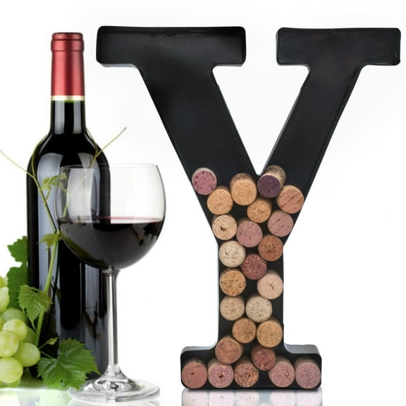 Made Easy Kit Metal Letter Wine Cork Savers Monogram w/ Free Wall Mount Kit, A-Z (Y)