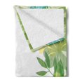 thumbnail image 2 of Green Flower Soft Flannel Fleece Blanket, Floral Pattern Wildflowers Leaves and Butterflies Nature Inspired Illustration, Cozy Plush for Indoor and Outdoor Use, 50" x 60", Multicolor, by Ambesonne, 2 of 5