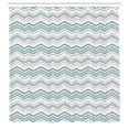 thumbnail image 2 of Ambesonne Chevron Shower Curtain, Ethnic Continuous Zigzag, 69"Wx70"L, Pale Slate Blue and White, 2 of 4