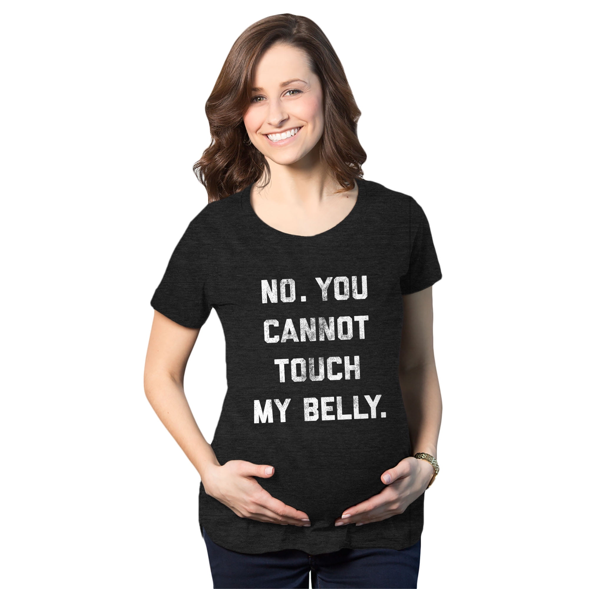 WOMENS PERSONALISED HANDS OFF THE BUMP MATERNITY T-SHIRT PREGNANCY FUNNY GIFTS