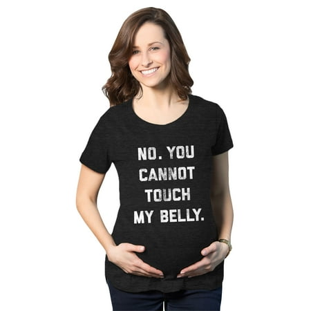 

Maternity No. You Cannot Touch My Belly Pregnancy Tshirt Funny Baby Bump Tee (Heather Black) - 3XL