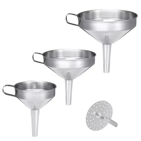 3 Piece Strainer Set - VicTsing 3 Piece Funnel Set Stainless Steel with Removable Strainer